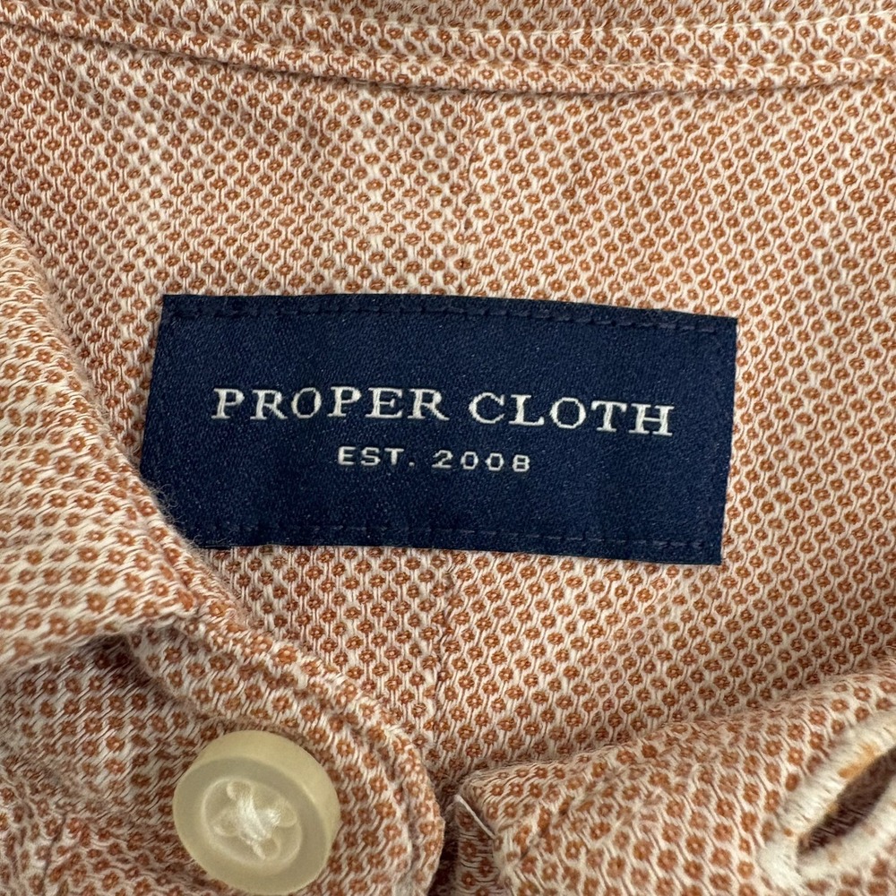 Proper Cloth Custom Mens Popover Shirt XL Slim L Classic Pink Melange LS - Picture 3 of 14